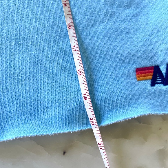 Aviator Nation Lightning Bolt Neon Rainbow Stripe Crop Sweatshirt in Blue - Picture 11 of 14